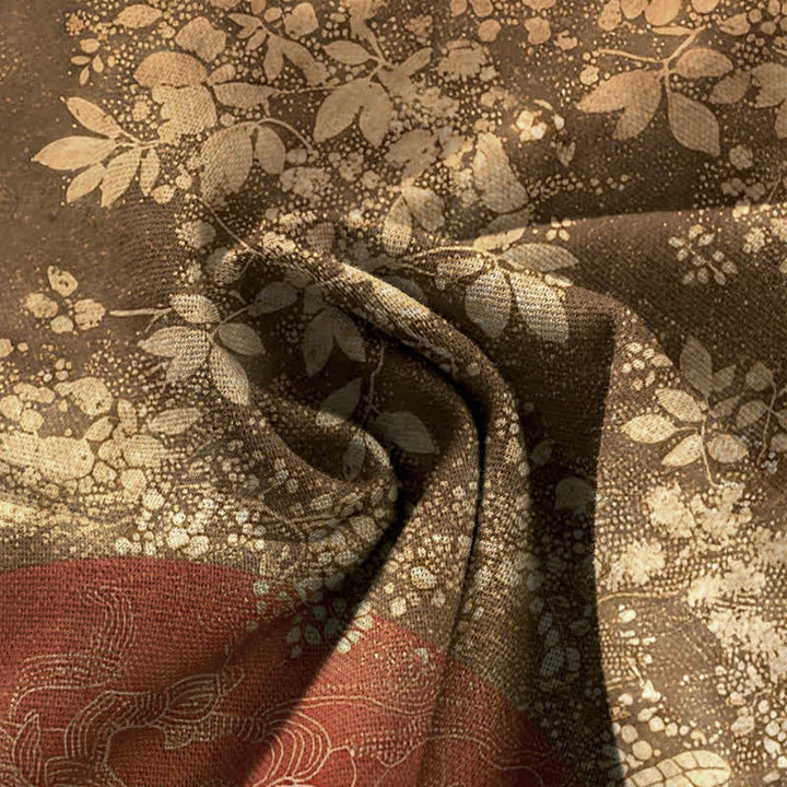 Buddha Stones Pantalones de mujer de algodón y lino con estampado floral de grullas, cintura elástica y pernera ancha con bolsillos. - image 4