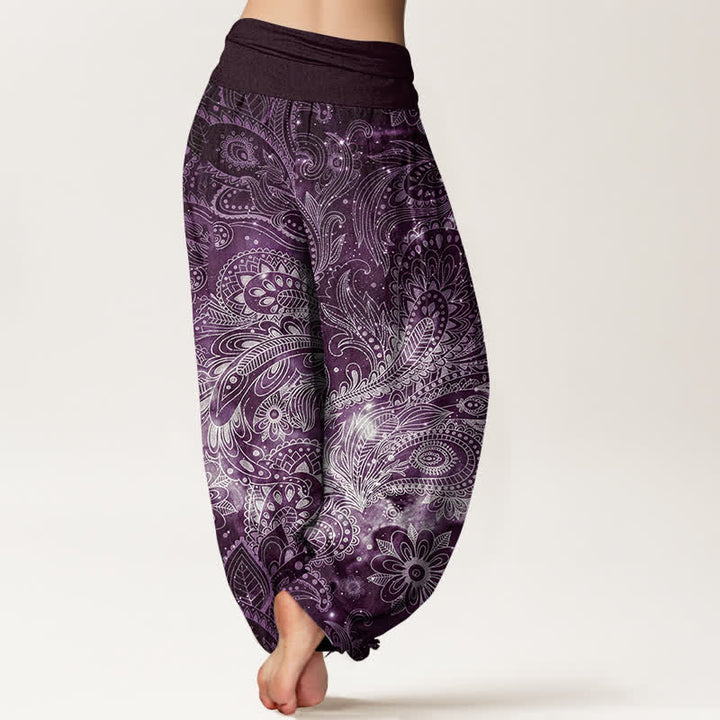 Buddha Stones Pantalones harem de mujer con elegante estampado paisley de algodón puro y cintura elástica. - image 6