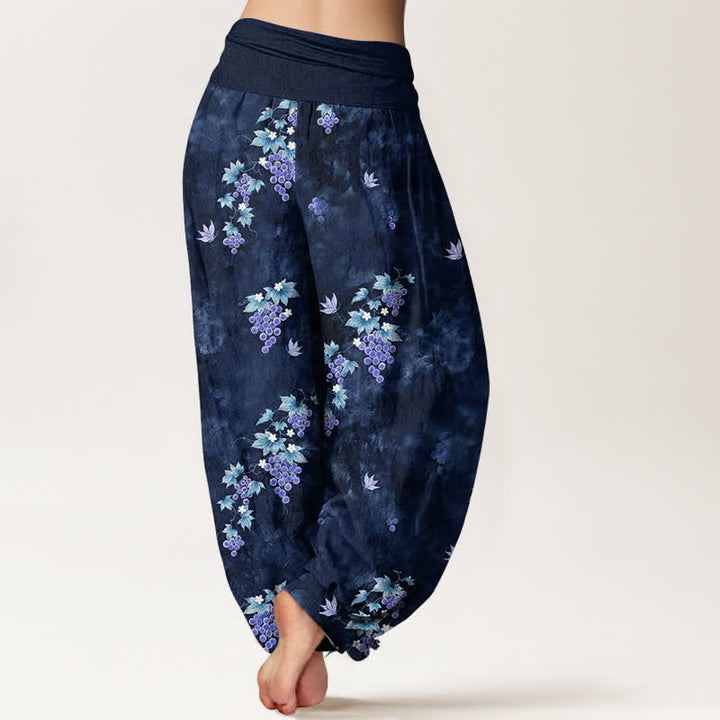 Buddha Stones Pantalones harem de algodón con estampado vintage de vid y cintura elástica para mujer. - image 6