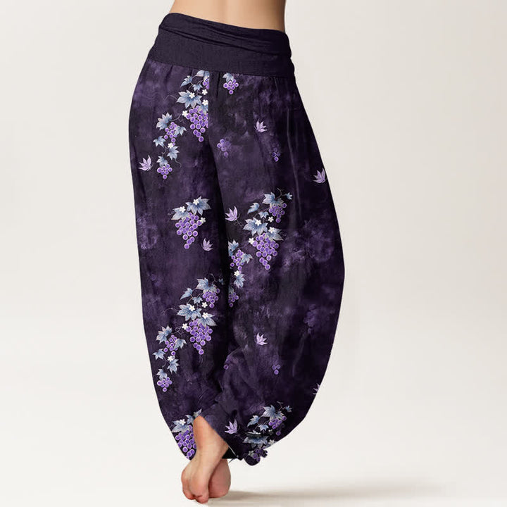Buddha Stones Pantalones harem de algodón con estampado vintage de vid y cintura elástica para mujer. - image 9