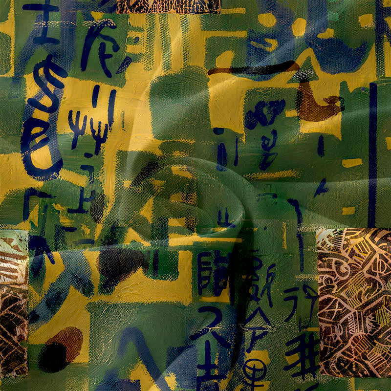 Buddha Stones Vestido midi de verano informal para mujer con estampado geométrico abstracto tipo patchwork y bolsillos. - image 3
