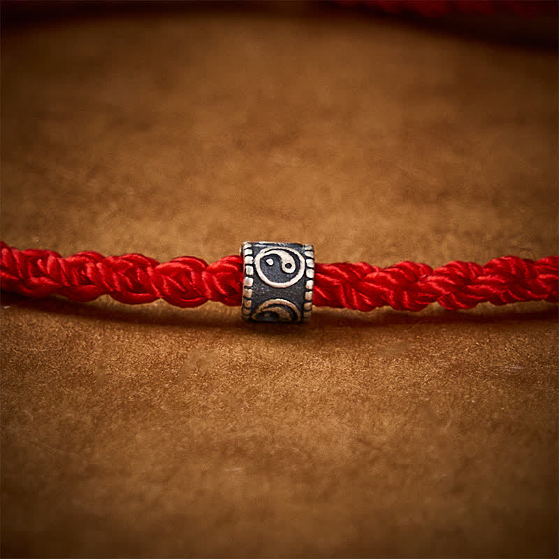 Buddha Stones Pulsera minimalista tejida a mano con hilo negro y rojo y diseño Yin Yang para protección. - image 10