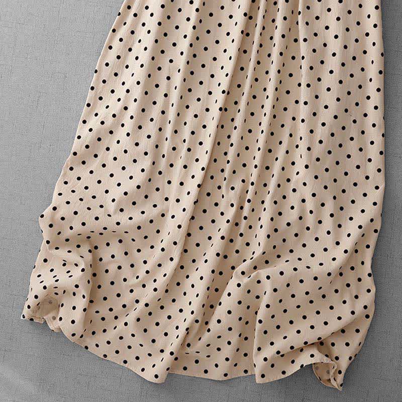 Buddha Stones Vestido de verano vintage sin mangas con estampado de lunares para mujer - image 3