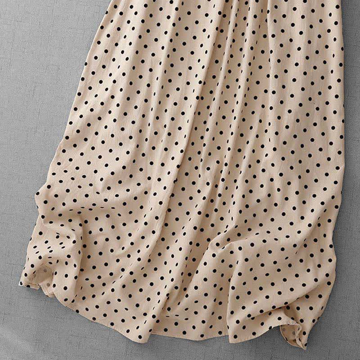 Buddha Stones Vestido de verano vintage sin mangas con estampado de lunares para mujer - image 3