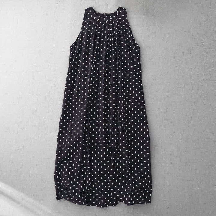 Buddha Stones Vestido de verano vintage sin mangas con estampado de lunares para mujer - Negro - US14，UK/AU18，EU46 (2XL) - image 10