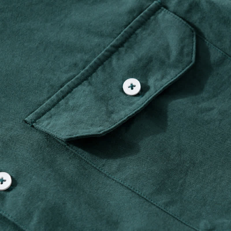 Buddha Stones Camisa clásica de manga corta para hombre, de algodón liso, con botones y bolsillos de parche, ideal para el verano. - image 11