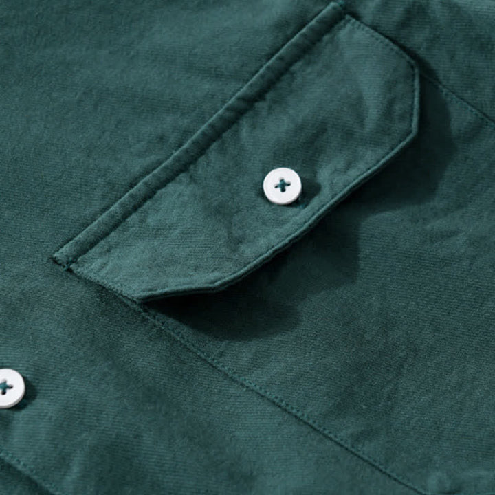 Buddha Stones Camisa clásica de manga corta para hombre, de algodón liso, con botones y bolsillos de parche, ideal para el verano. - image 11