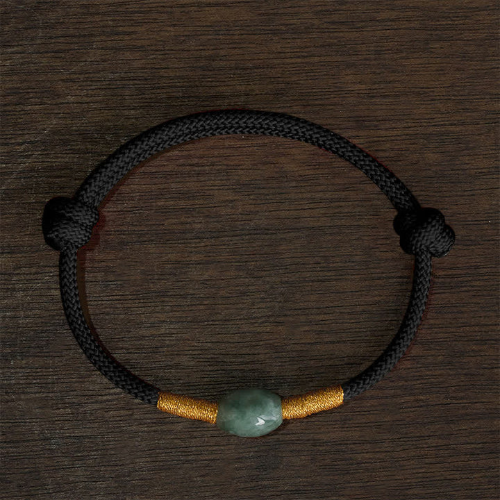 Buddha Stones Pulsera protectora de hilo rojo con cuentas de jade - Cuerda negra - image 8