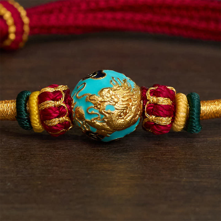 Buddha Stones Pulsera trenzada de hilo rojo con cuentas de dragón de cobre - image 15