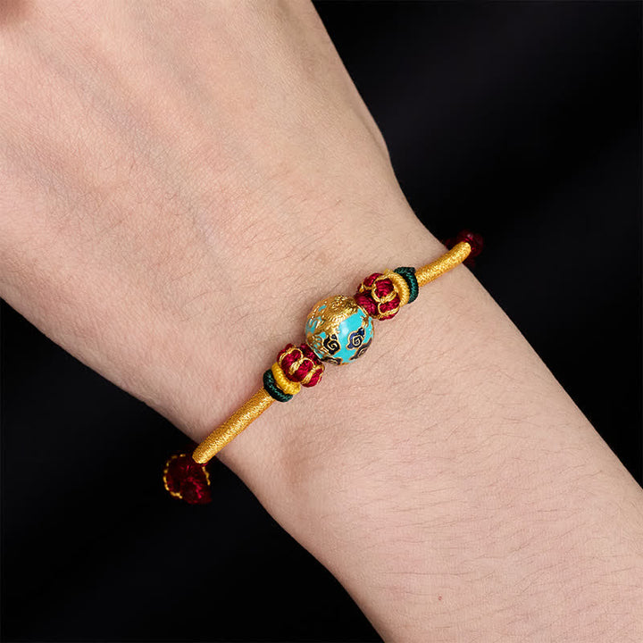 Buddha Stones Pulsera trenzada de hilo rojo con cuentas de dragón de cobre - image 14
