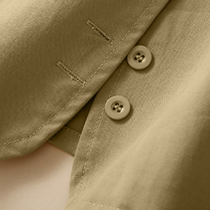 Buddha Stones Camiseta sin mangas minimalista de verano con botones y bolsillo. - image 12
