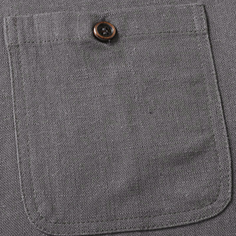 Buddha Stones Conjuntos de verano informales para hombre: camisa de manga corta lisa con cuello mandarín y pantalón con cordón ajustable. - image 9