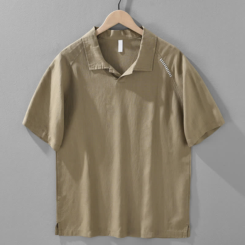 Buddha Stones Camisa de manga corta para hombre, estilo casual de verano, minimalista, con abertura lateral y cuello de solapa. - Broncearse - US/UK/AU42, EU52 (3XL) - image 1