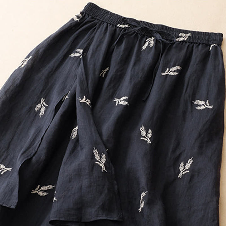 Buddha Stones Pantalones cortos de mujer de pierna ancha, estilo bohemio casual de verano con estampado floral y cordón ajustable. - image 4