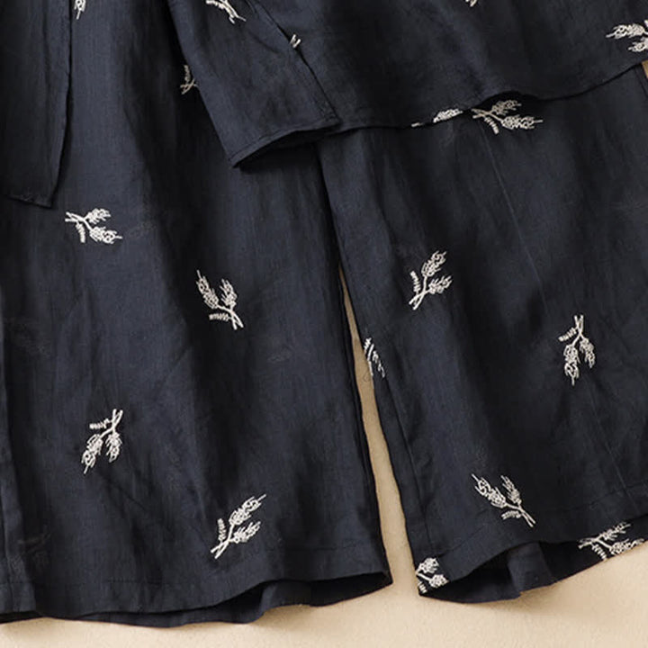 Buddha Stones Pantalones cortos de mujer de pierna ancha, estilo bohemio casual de verano con estampado floral y cordón ajustable. - image 8