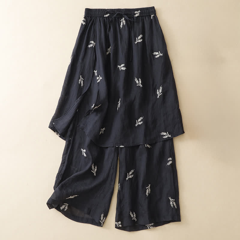 Buddha Stones Pantalones cortos de mujer de pierna ancha, estilo bohemio casual de verano con estampado floral y cordón ajustable. - image 1