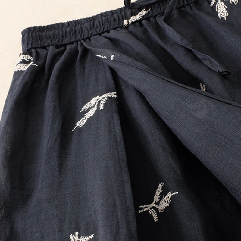 Buddha Stones Pantalones cortos de mujer de pierna ancha, estilo bohemio casual de verano con estampado floral y cordón ajustable. - image 6