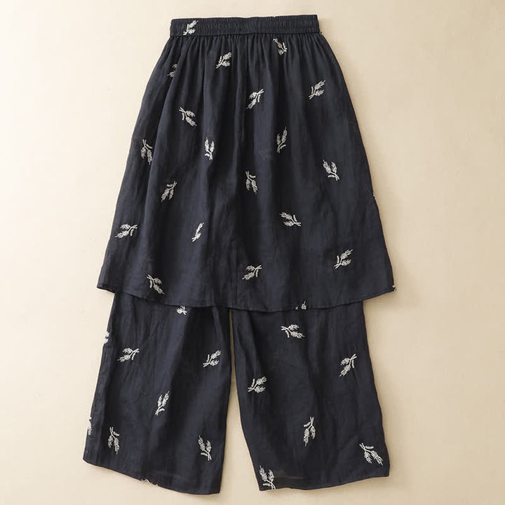 Buddha Stones Pantalones cortos de mujer de pierna ancha, estilo bohemio casual de verano con estampado floral y cordón ajustable. - image 2
