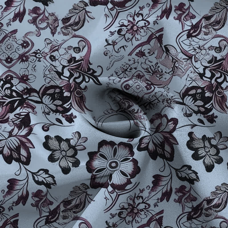 Buddha Stones Camisa de manga corta para hombre con botones y estampado floral tropical, resistente a las arrugas. - image 5