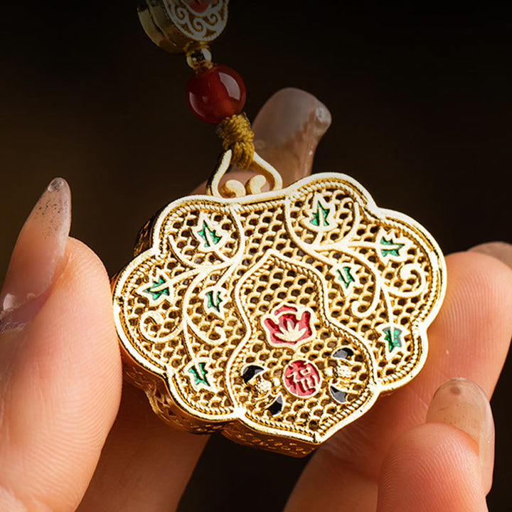 Llavero con cerradura de Buddha Stones de buenos deseos, personaje de Fu, bendición de la suerte