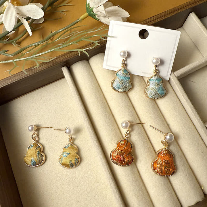 Buddha Stones Pendientes colgantes hechos a mano con diseño de calabaza de perlas y brocado, con temática de sanación. - image 10
