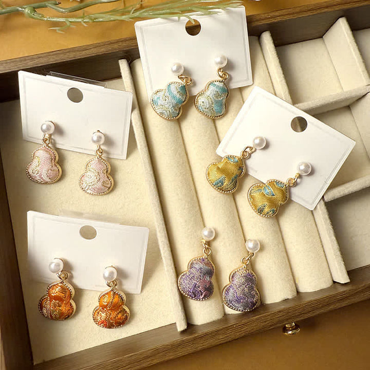 Buddha Stones Pendientes colgantes hechos a mano con diseño de calabaza de perlas y brocado, con temática de sanación. - image 11