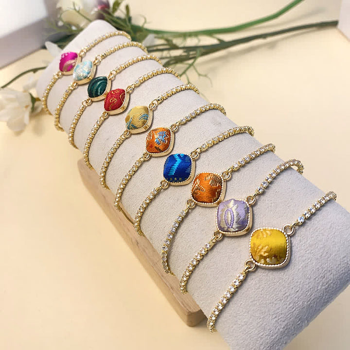 Buddha Stones Pulsera ajustable cuadrada de brocado Copper Luck Song - image 15