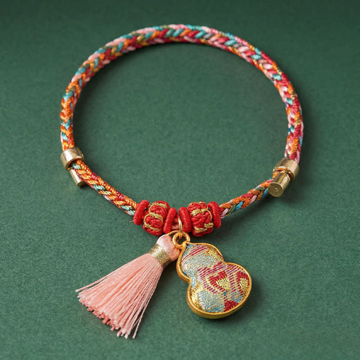 Buddha Stones Pulsera de protección con dije de candado chino, bolsa de dinero de manzana de cinco colores tejida a mano - image 41