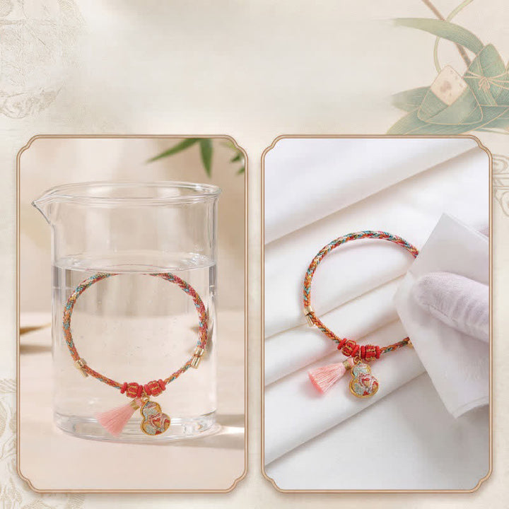 Buddha Stones Pulsera de protección con dije de candado chino, bolsa de dinero de manzana de cinco colores tejida a mano - image 50