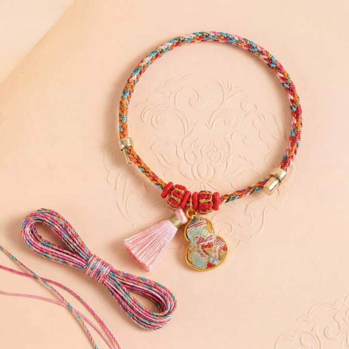 Buddha Stones Pulsera de protección con dije de candado chino, bolsa de dinero de manzana de cinco colores tejida a mano - image 35