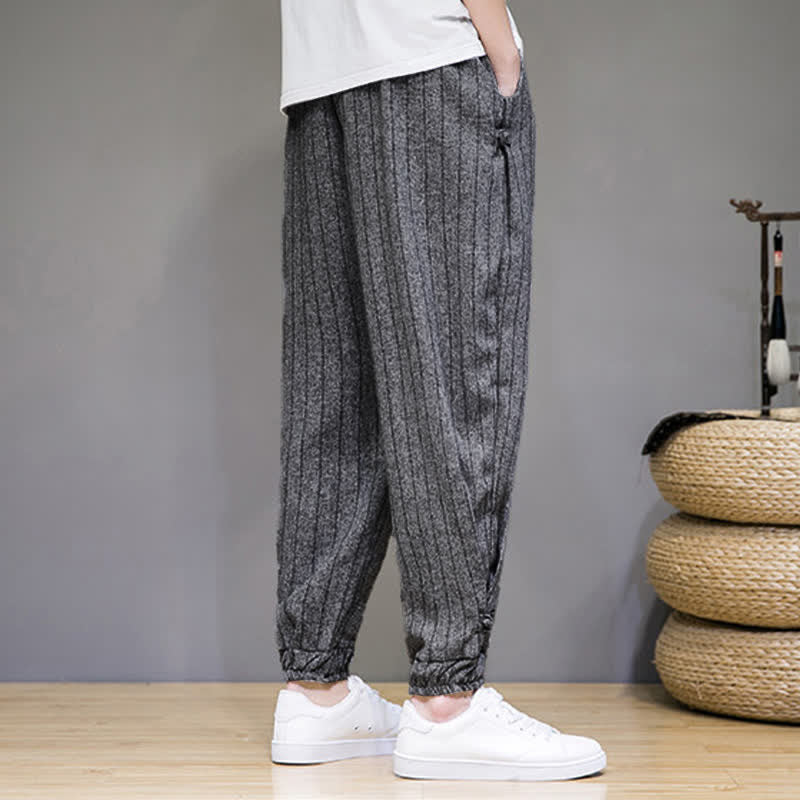 Buddha Stones Pantalones cortos de verano informales con cordón ajustable y rayas, estilo harem para hombre, con bolsillos. - image 15