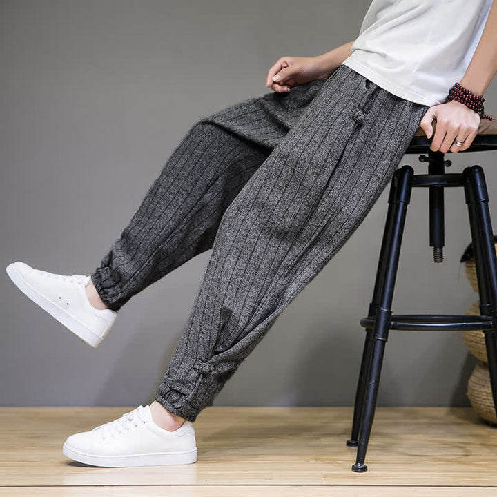 Buddha Stones Pantalones cortos de verano informales con cordón ajustable y rayas, estilo harem para hombre, con bolsillos. - image 19