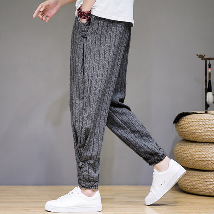 Buddha Stones Pantalones cortos de verano informales con cordón ajustable y rayas, estilo harem para hombre, con bolsillos. - image 13
