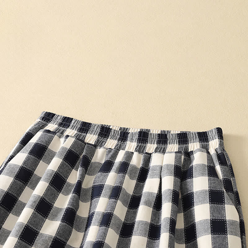 Buddha Stones Pantalones cortos de cuadros clásicos informales de verano para mujer, estilo harem con bolsillo. - image 9