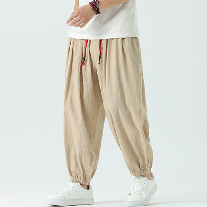 Buddha Stones Pantalones cortos de algodón liso estilo boho con cordón ajustable, estilo harem para hombre, con bolsillo. - Broncearse - US/UK/AU46, EU56 (5XL) - image 19