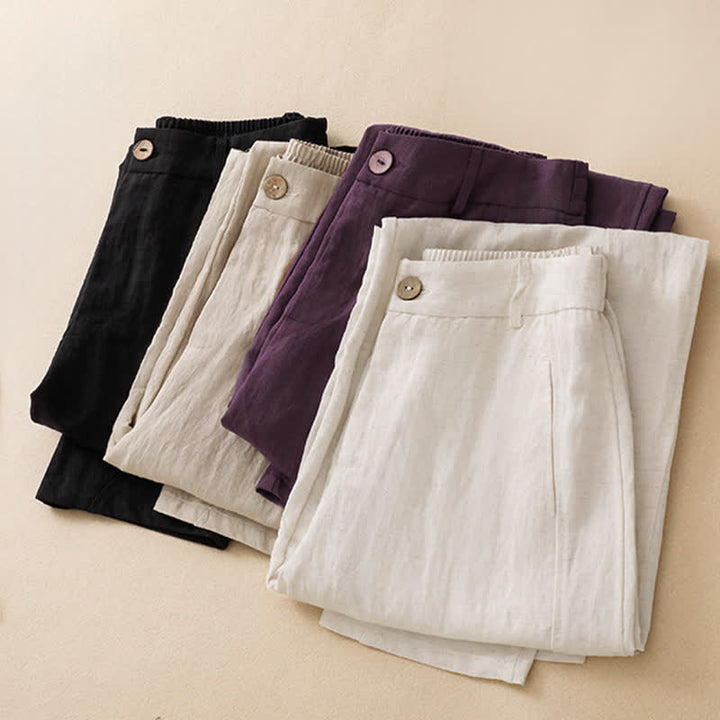 Buddha Stones Pantalones tobilleros casuales de verano con botones y cremallera, estilo harem para mujer, con bolsillo. - image 18