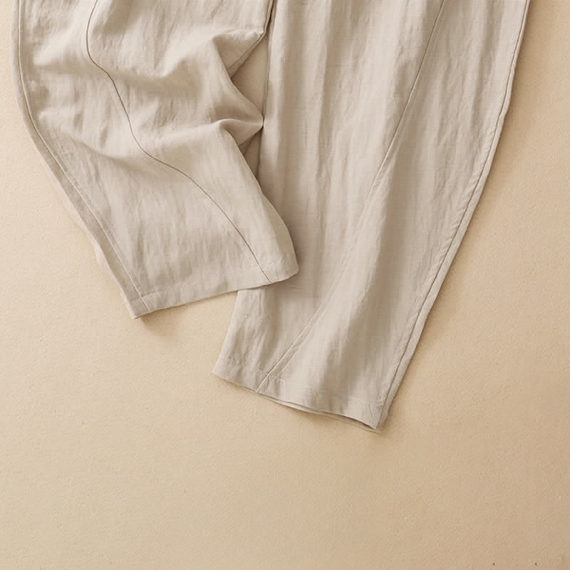 Buddha Stones Pantalones tobilleros casuales de verano con botones y cremallera, estilo harem para mujer, con bolsillo. - image 14