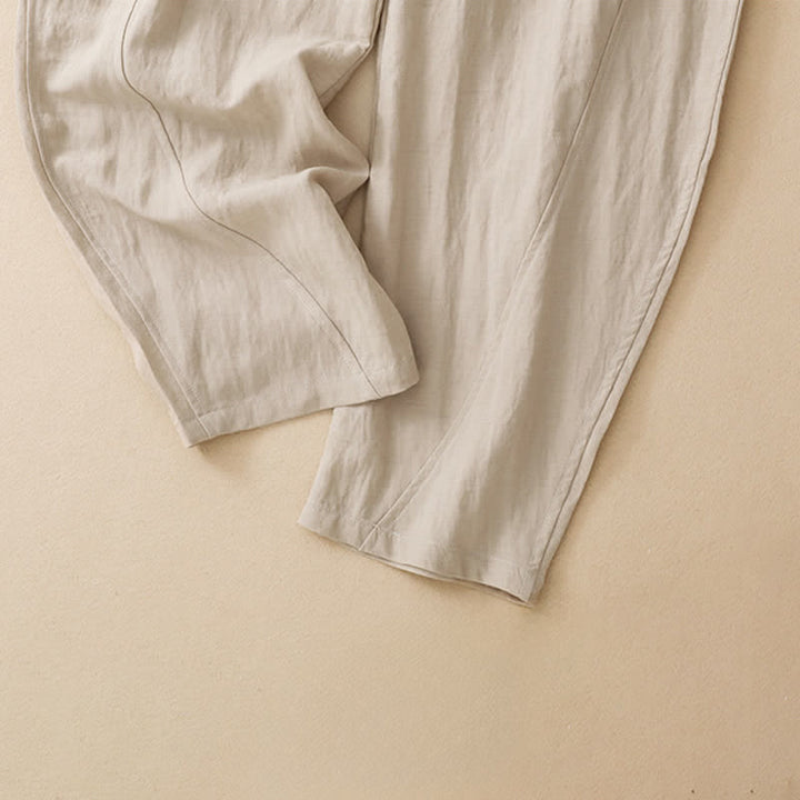 Buddha Stones Pantalones tobilleros casuales de verano con botones y cremallera, estilo harem para mujer, con bolsillo. - image 14