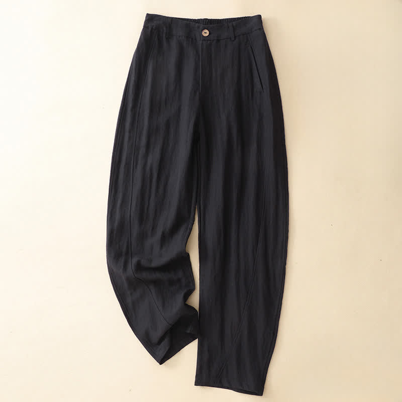 Buddha Stones Pantalones tobilleros casuales de verano con botones y cremallera, estilo harem para mujer, con bolsillo. - Negro - US8-10, UK/AU12-14, EU40-42 (2XL) - image 5