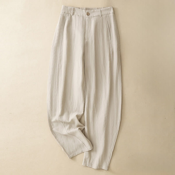 Buddha Stones Pantalones tobilleros casuales de verano con botones y cremallera, estilo harem para mujer, con bolsillo. - Lino - US8-10, UK/AU12-14, EU40-42 (2XL) - image 10