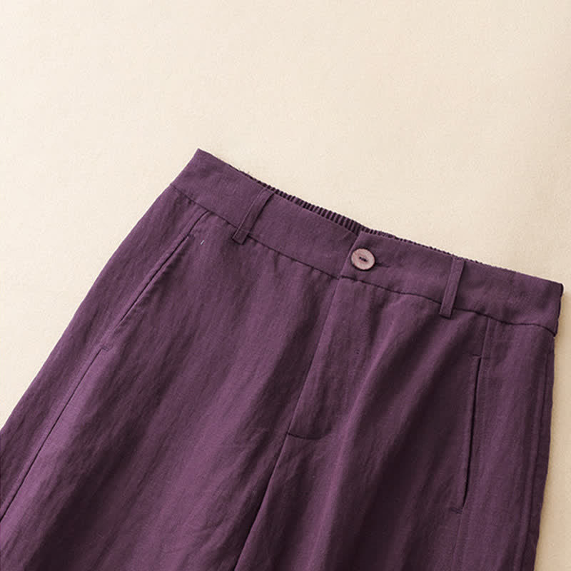 Buddha Stones Pantalones tobilleros casuales de verano con botones y cremallera, estilo harem para mujer, con bolsillo. - image 1