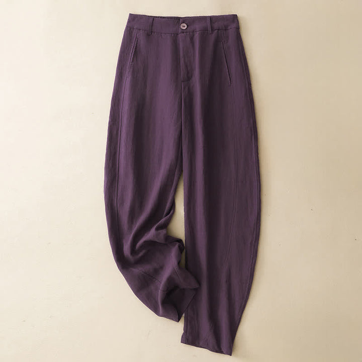 Buddha Stones Pantalones tobilleros casuales de verano con botones y cremallera, estilo harem para mujer, con bolsillo. - RebeccaPurple - US8-10, UK/AU12-14, EU40-42 (2XL) - image 0