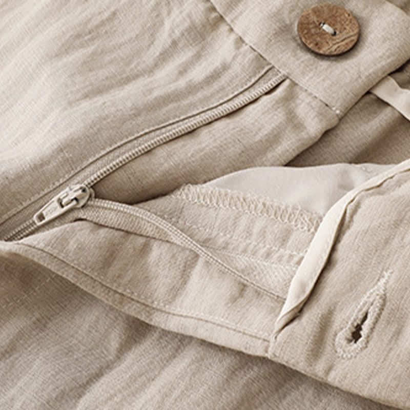 Buddha Stones Pantalones tobilleros casuales de verano con botones y cremallera, estilo harem para mujer, con bolsillo. - image 12