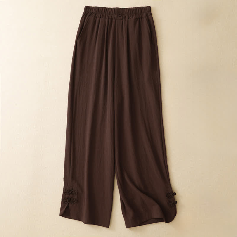 Buddha Stones Pantalones cortos casuales de verano con bordado liso para mujer, estilo harem, con bolsillo. - Marrón silla de montar - US8-10, UK/AU12-14, EU40-42 (2XL) - image 15