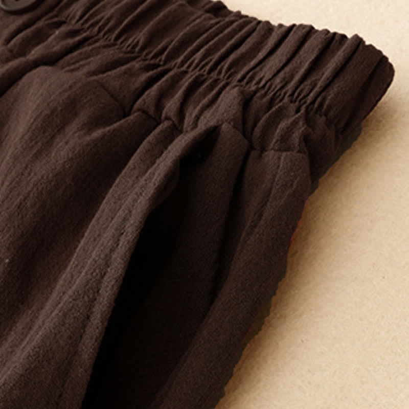 Buddha Stones Pantalones cortos casuales de verano con bordado liso para mujer, estilo harem, con bolsillo. - image 17
