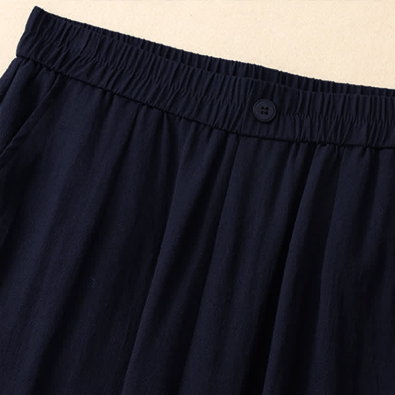 Buddha Stones Pantalones cortos casuales de verano con bordado liso para mujer, estilo harem, con bolsillo. - image 11