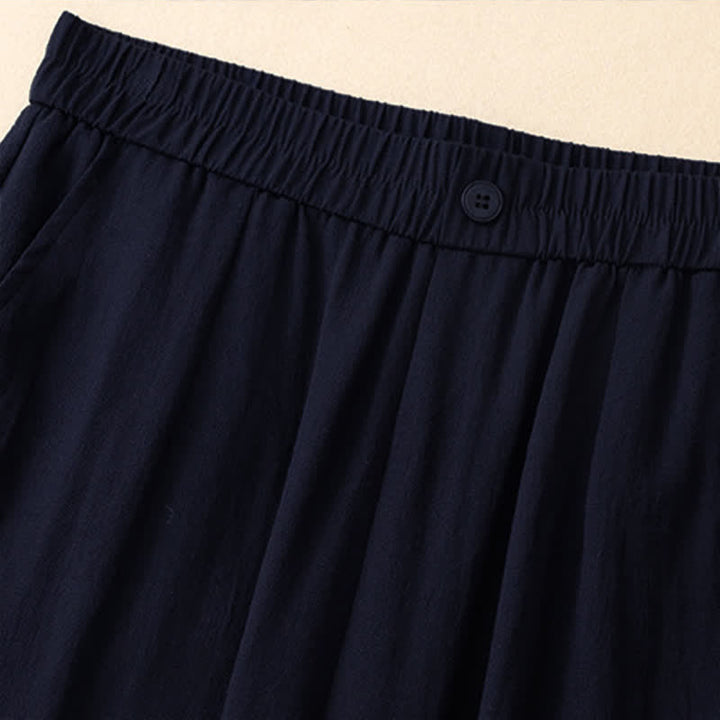 Buddha Stones Pantalones cortos casuales de verano con bordado liso para mujer, estilo harem, con bolsillo. - image 11