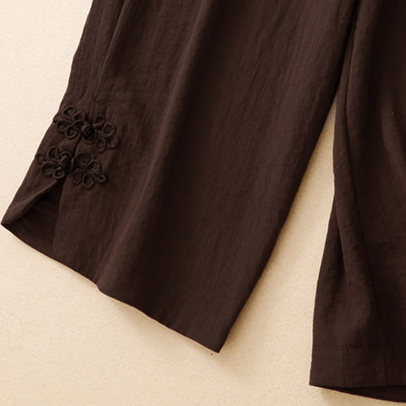 Buddha Stones Pantalones cortos casuales de verano con bordado liso para mujer, estilo harem, con bolsillo. - image 19