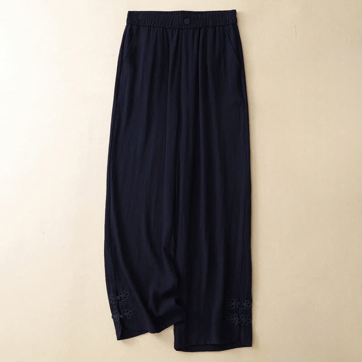 Buddha Stones Pantalones cortos casuales de verano con bordado liso para mujer, estilo harem, con bolsillo. - Marina de guerra - US8-10, UK/AU12-14, EU40-42 (2XL) - image 10