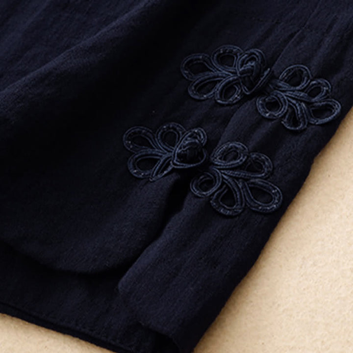 Buddha Stones Pantalones cortos casuales de verano con bordado liso para mujer, estilo harem, con bolsillo. - image 13